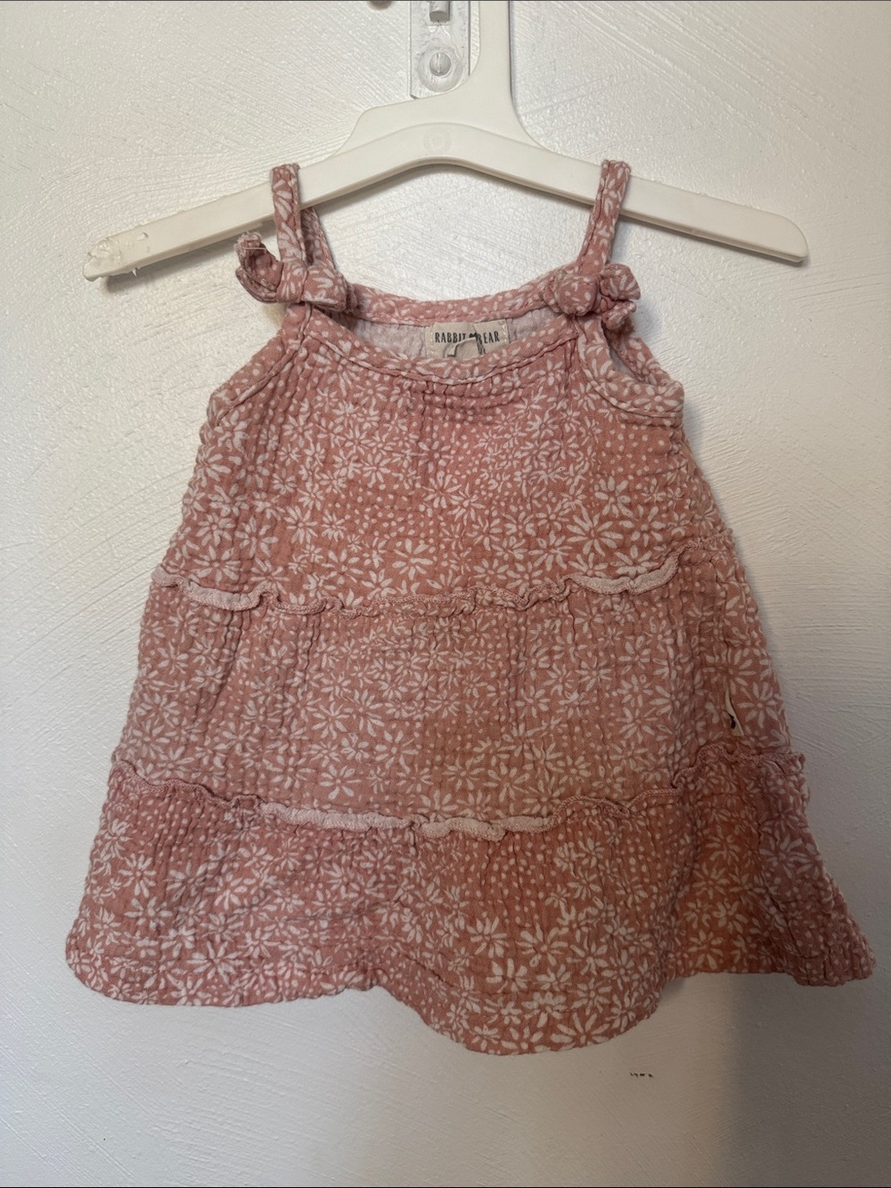 Baby/ Toddler Knotted Strap Floral Tiered Camisole in Dusty Rose